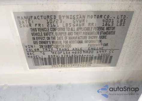 2024 Nissan Sentra Sv Xtronic Cvt из США, поврежденный, VIN 3N1AB8CV3RY241030